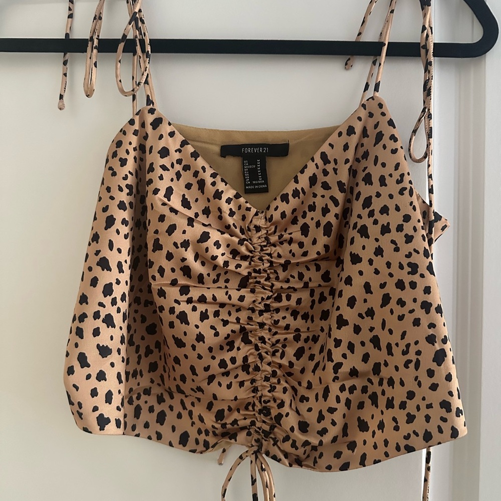 Forever 21 Leopard Print Ruched Top